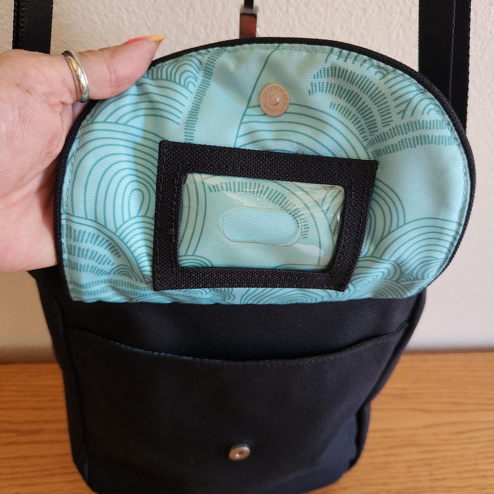 Haiku Black Crossbody Bag with Blue Accent - Picture 5 of 12